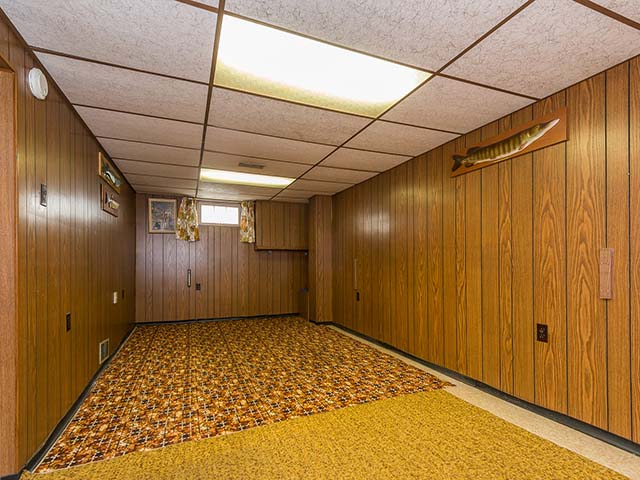 room in basement with panelling